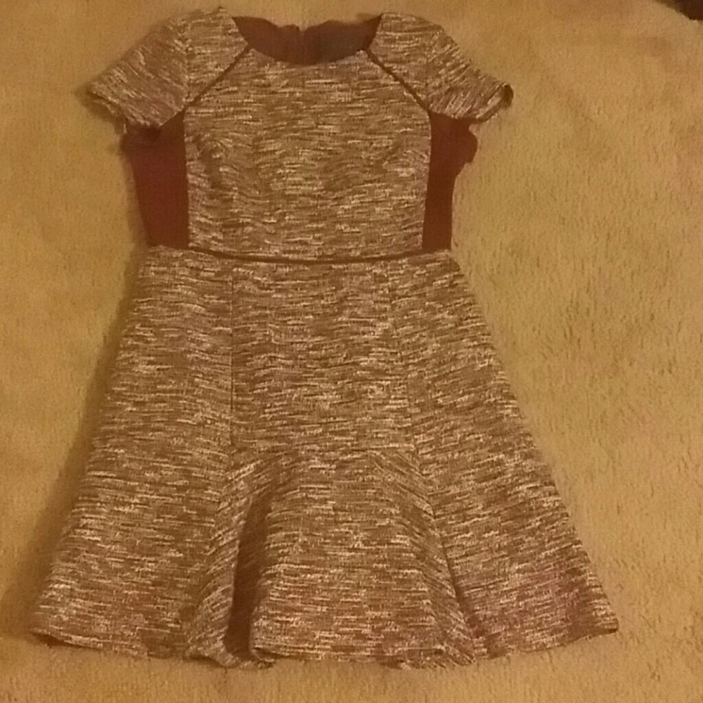 J. Crew Burgundy & Tweed Fit and Flare Dress NWOT